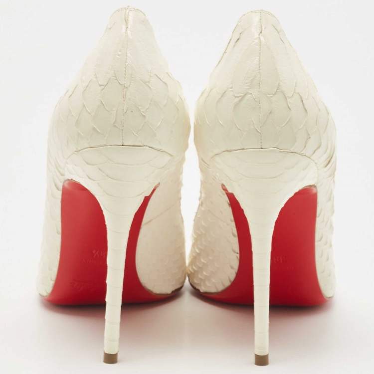 Pre Owned Christian Louboutin Off White Python Kate Pumps Size 38.5