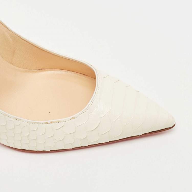 Pre Owned Christian Louboutin Off White Python Kate Pumps Size 38.5