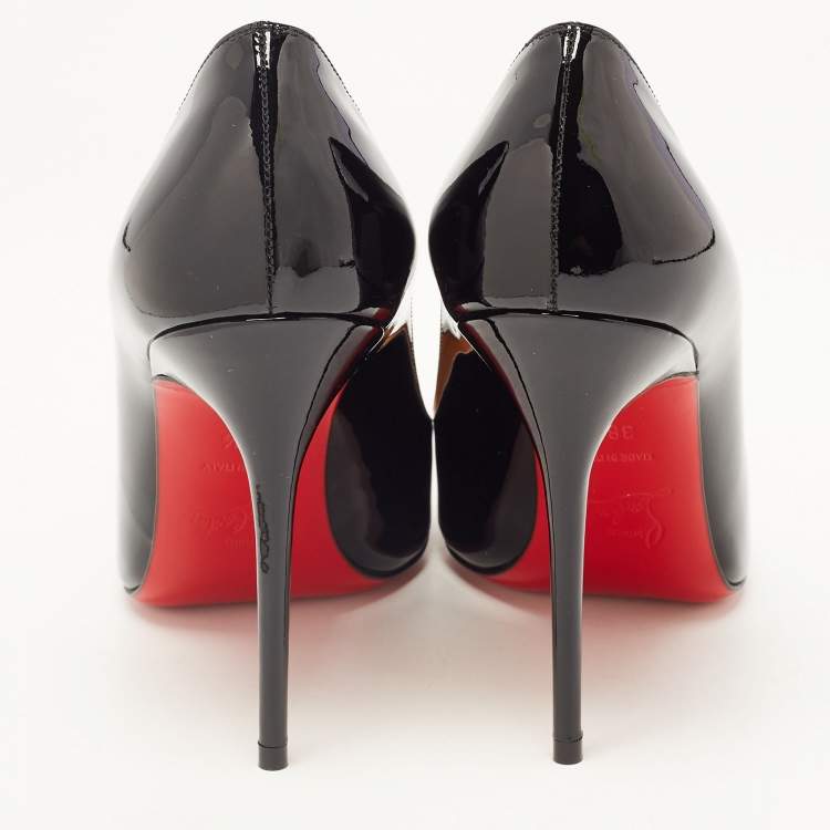 Pre Owned Christian Louboutin Black Patent Leather Kate Pumps Size 38.5