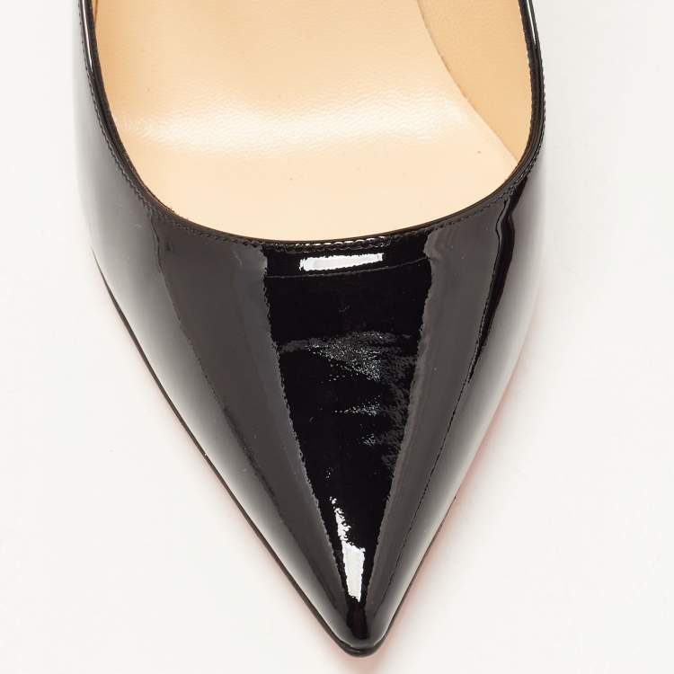 Pre Owned Christian Louboutin Black Patent Leather Kate Pumps Size 38.5