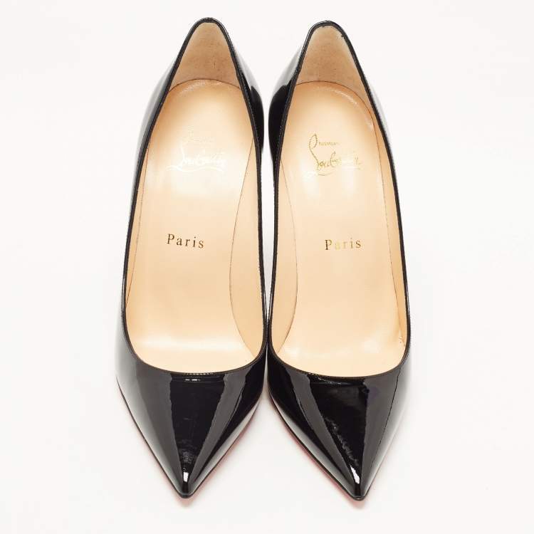 Pre Owned Christian Louboutin Black Patent Leather Kate Pumps Size 38.5