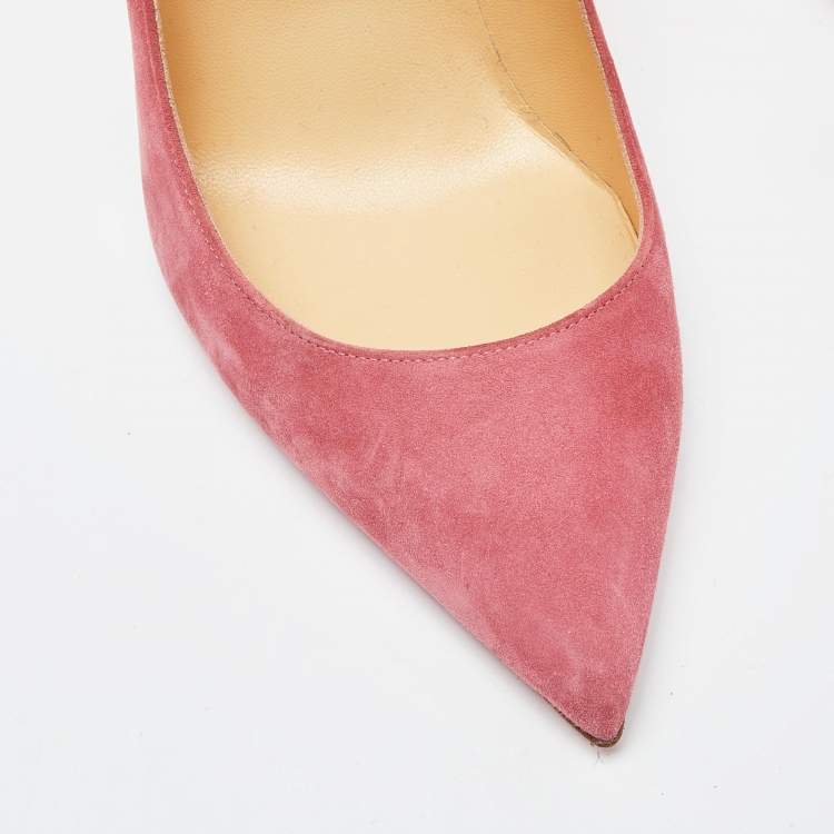 Pre Owned Christian Louboutin Pink Suede Pigalle Follies Pumps Size 42