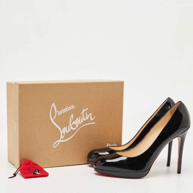 Pre Owned Christian Louboutin Black Patent Leather New Simple Pumps Size 41