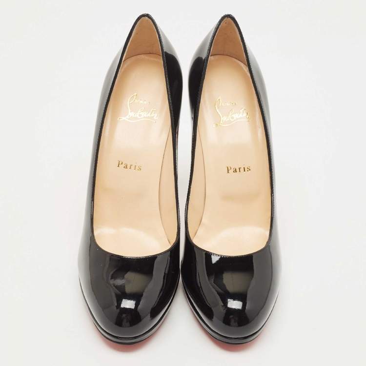 Pre Owned Christian Louboutin Black Patent Leather New Simple Pumps Size 41