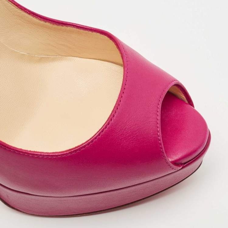 Pre Owned Christian Louboutin Purple Leather Lady Peep Pumps Size 35
