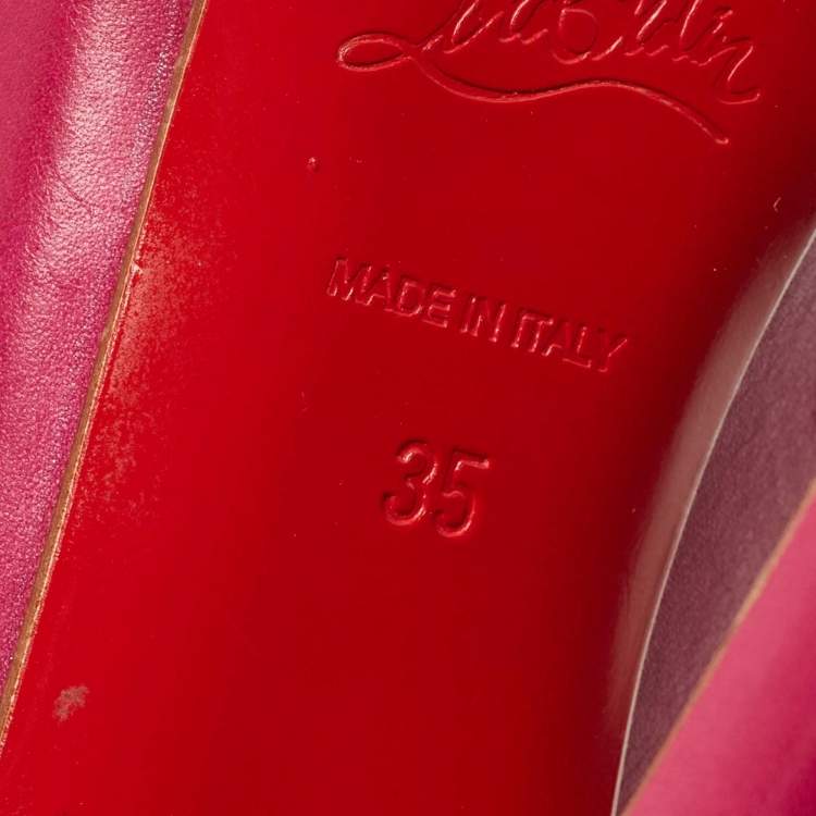 Pre Owned Christian Louboutin Purple Leather Lady Peep Pumps Size 35