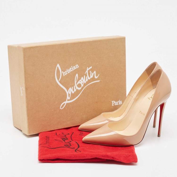 Pre Owned Christian Louboutin Beige Patent So Kate Pumps Size 38.5