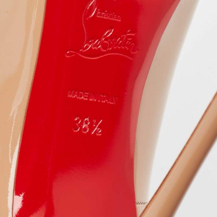 Pre Owned Christian Louboutin Beige Patent So Kate Pumps Size 38.5