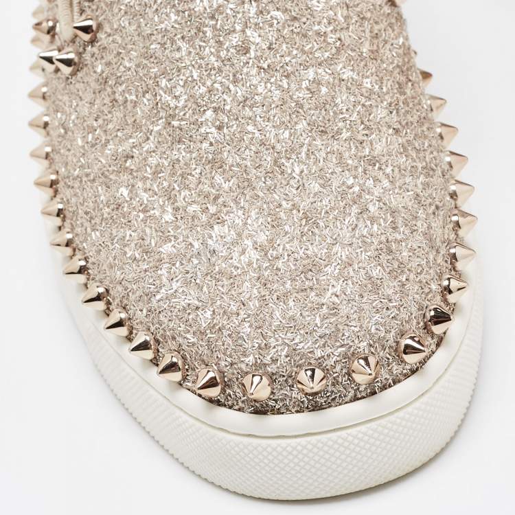 Pre Owned Christian Louboutin Gold Gritter Pik Boat Sneakers Size 36