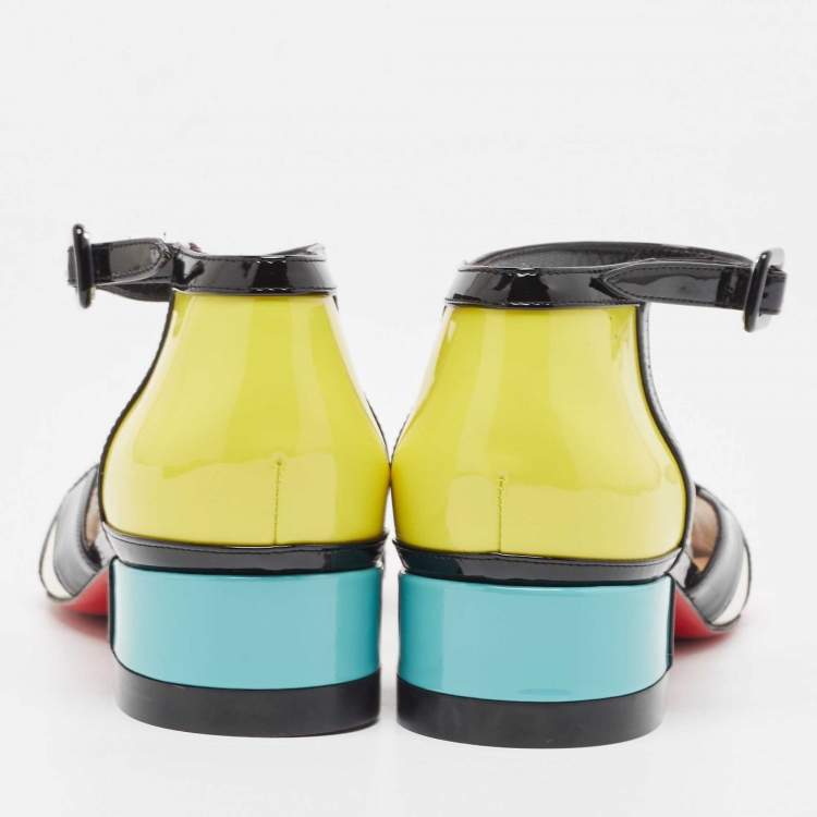 Pre Owned Christian Louboutin Multicolor Patent Leather Mondiri Sandals Size 38