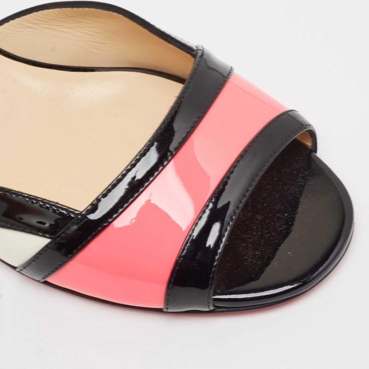 Pre Owned Christian Louboutin Multicolor Patent Leather Mondiri Sandals Size 38