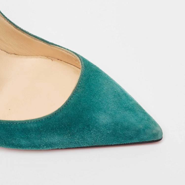 Pre Owned Christian Louboutin Green Suede So Kate Pumps Size 35.5