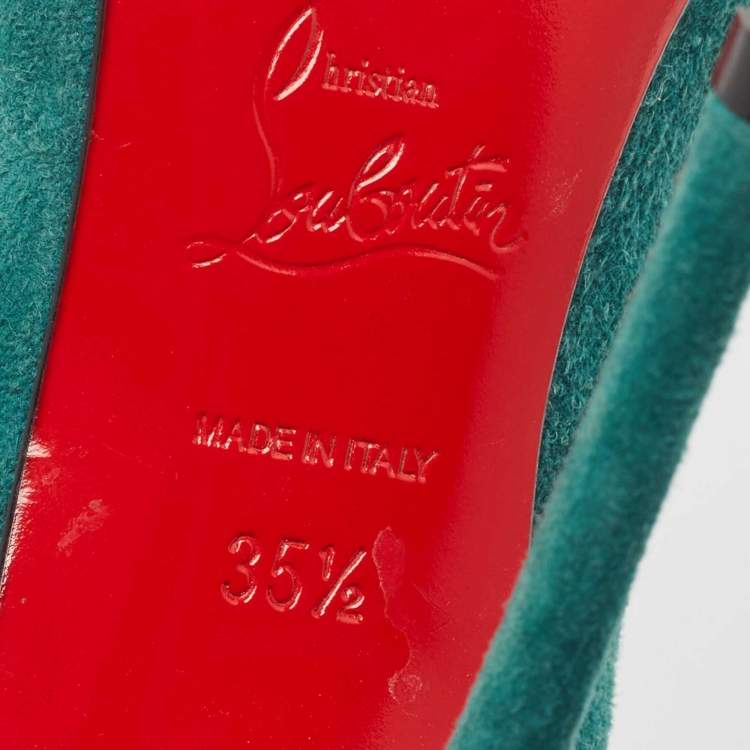 Pre Owned Christian Louboutin Green Suede So Kate Pumps Size 35.5