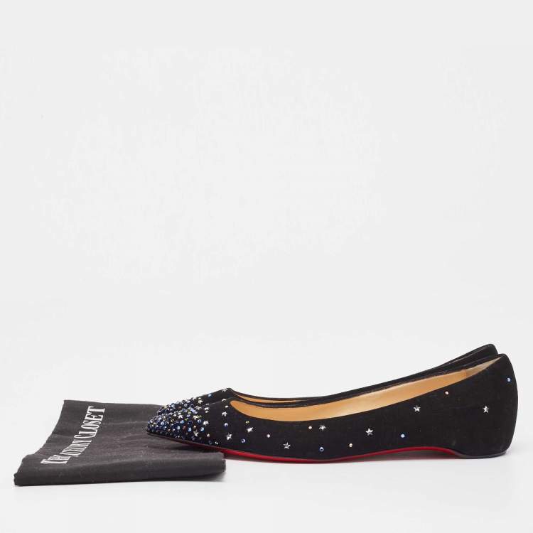 Pre Owned Christian Louboutin Black Suede Gravitanita Ballet Flats Size 40