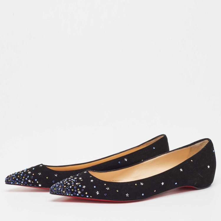 Pre Owned Christian Louboutin Black Suede Gravitanita Ballet Flats Size 40