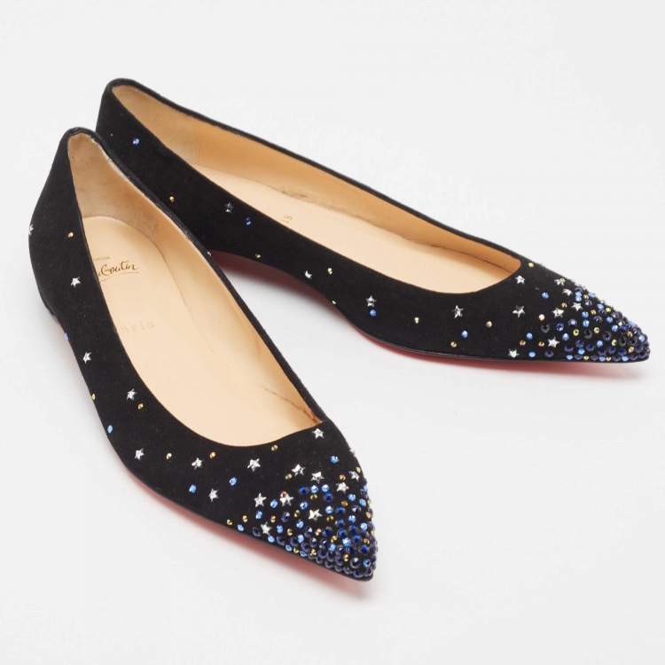 Pre Owned Christian Louboutin Black Suede Gravitanita Ballet Flats Size 40