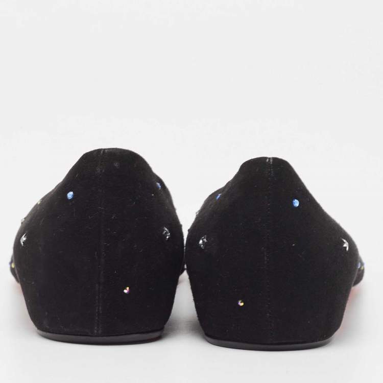 Pre Owned Christian Louboutin Black Suede Gravitanita Ballet Flats Size 40
