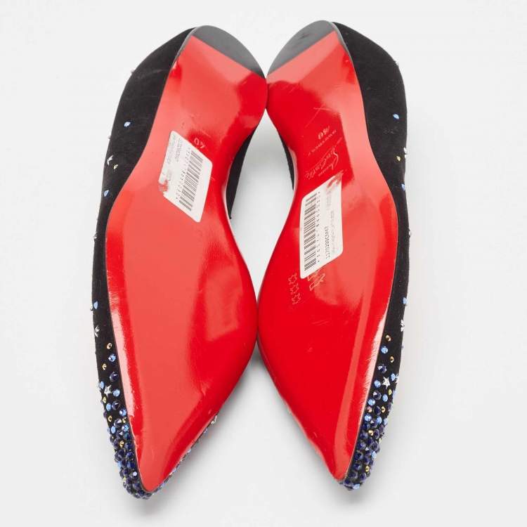 Pre Owned Christian Louboutin Black Suede Gravitanita Ballet Flats Size 40