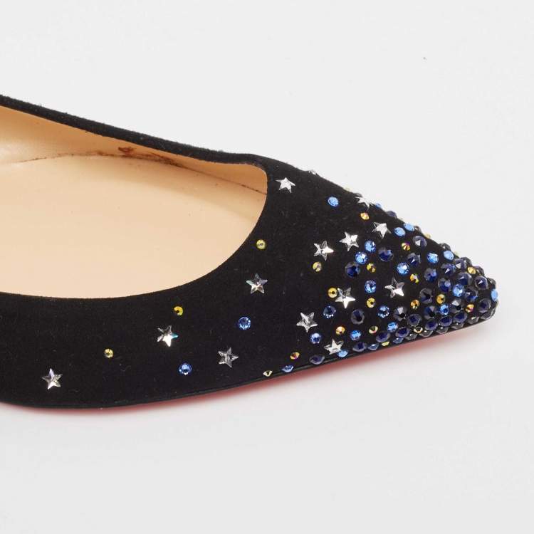 Pre Owned Christian Louboutin Black Suede Gravitanita Ballet Flats Size 40