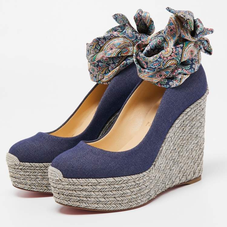Christian Louboutin Blue Denim and Printed Fabric Barbaria