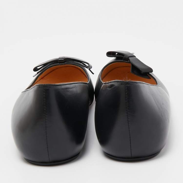 Pre Owned Christian Louboutin Black Leather Ballet Flats Size 37.5