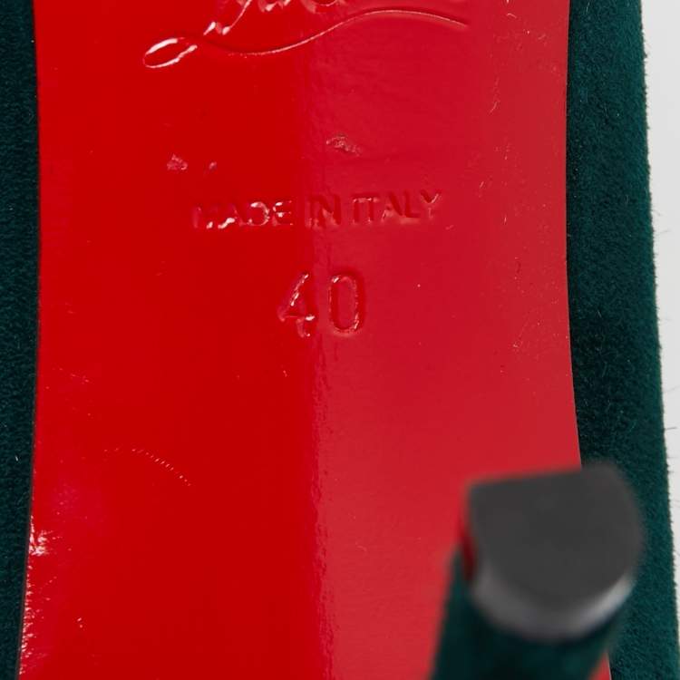 Pre Owned Christian Louboutin Green Suede Ron Ron Pumps Size 40