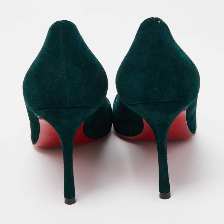 Pre Owned Christian Louboutin Green Suede Ron Ron Pumps Size 40
