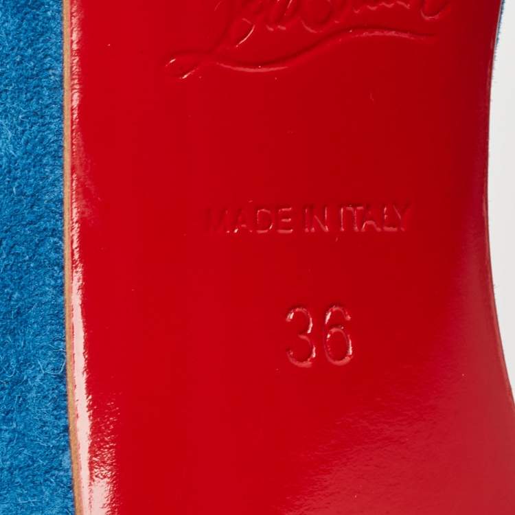 Pre Owned Christian Louboutin Blue Suede  Pointed Toe Dorsay Pumps Size 36