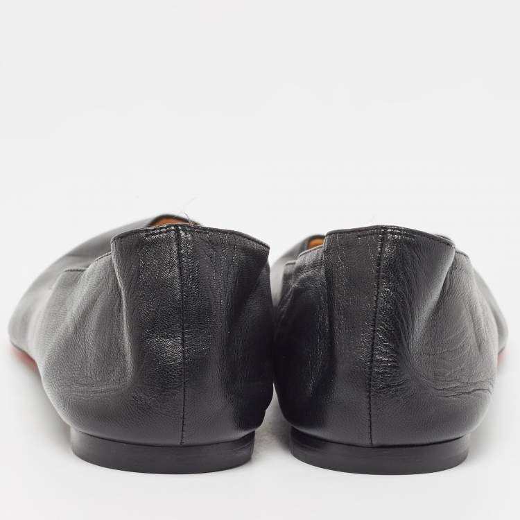 Pre Owned Christian Louboutin Black Leather Ballet Flats Size 39.5