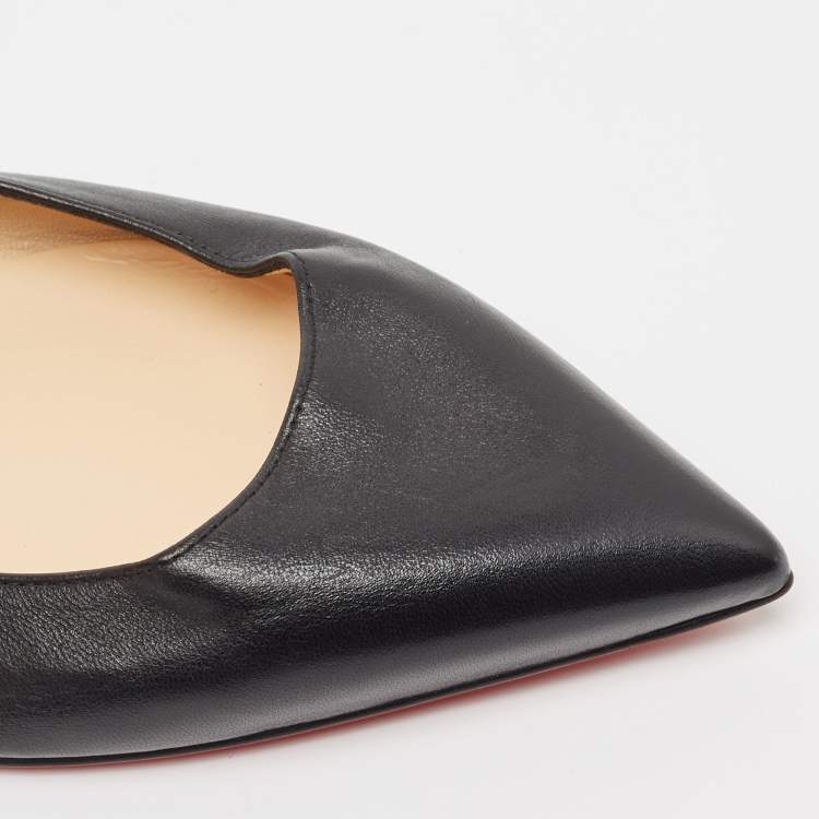 Pre Owned Christian Louboutin Black Leather Ballet Flats Size 39.5
