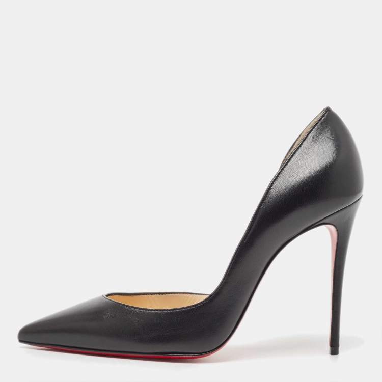 Pre Owned Christian Louboutin Black Leather Iriza Pumps Size 38