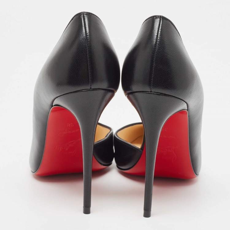 Pre Owned Christian Louboutin Black Leather Iriza Pumps Size 38