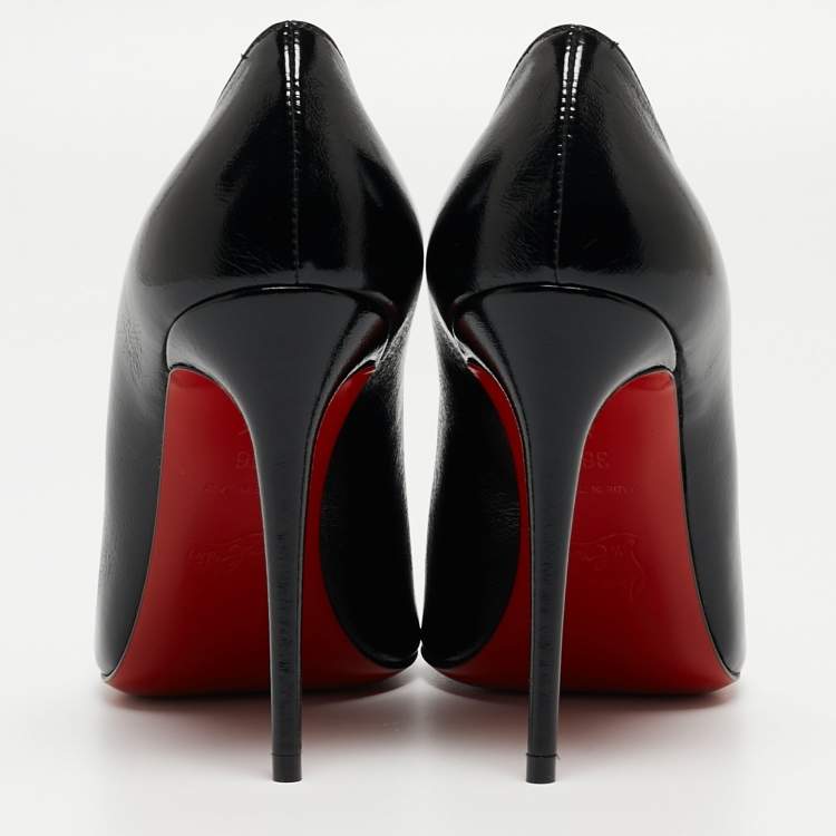Pre Owned Christian Louboutin Black Patent Leather Kate Pumps Size 36