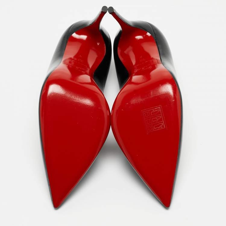 Pre Owned Christian Louboutin Black Patent Leather Kate Pumps Size 36