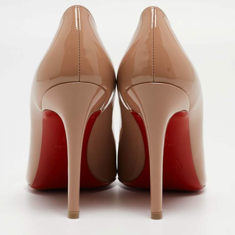 Pre Owned Christian Louboutin Beige Patent Leather Pigalle Pumps Size 38
