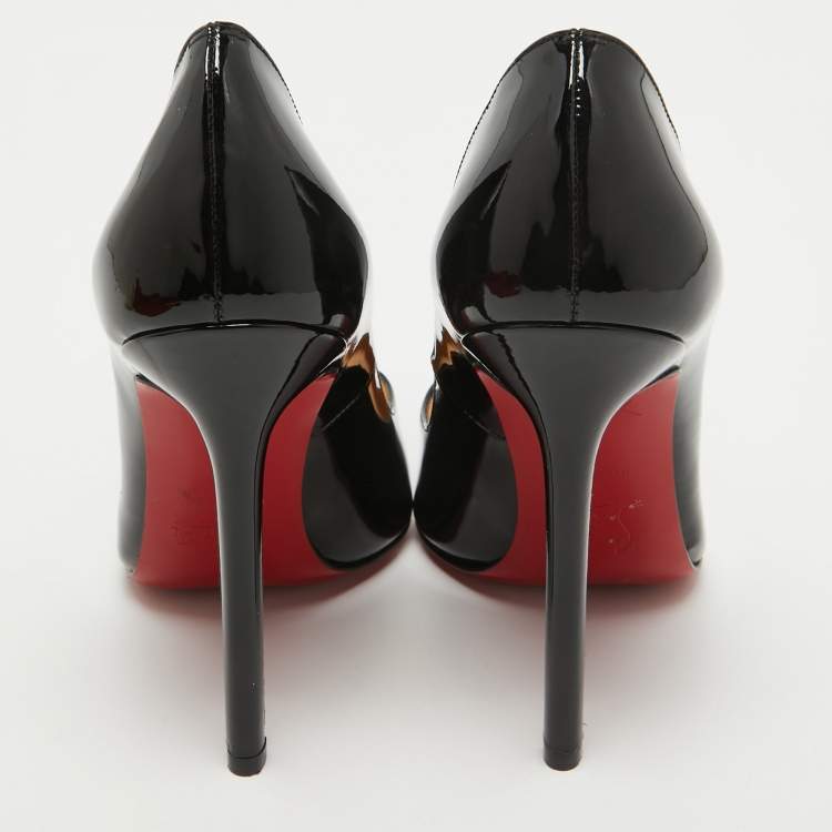 Pre Owned Christian Louboutin Black Patent Leather Pigalle Pumps Size 37