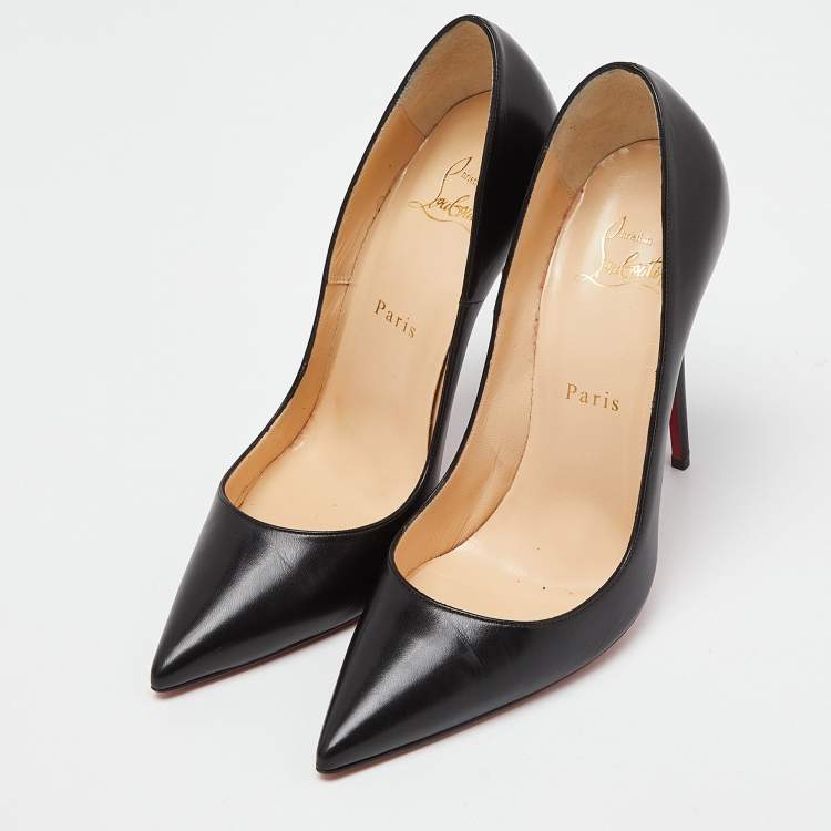 Pre Owned Christian Louboutin Black Leather Pigalle Pumps Size 38