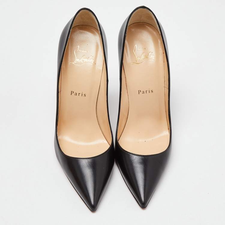Pre Owned Christian Louboutin Black Leather Pigalle Pumps Size 38