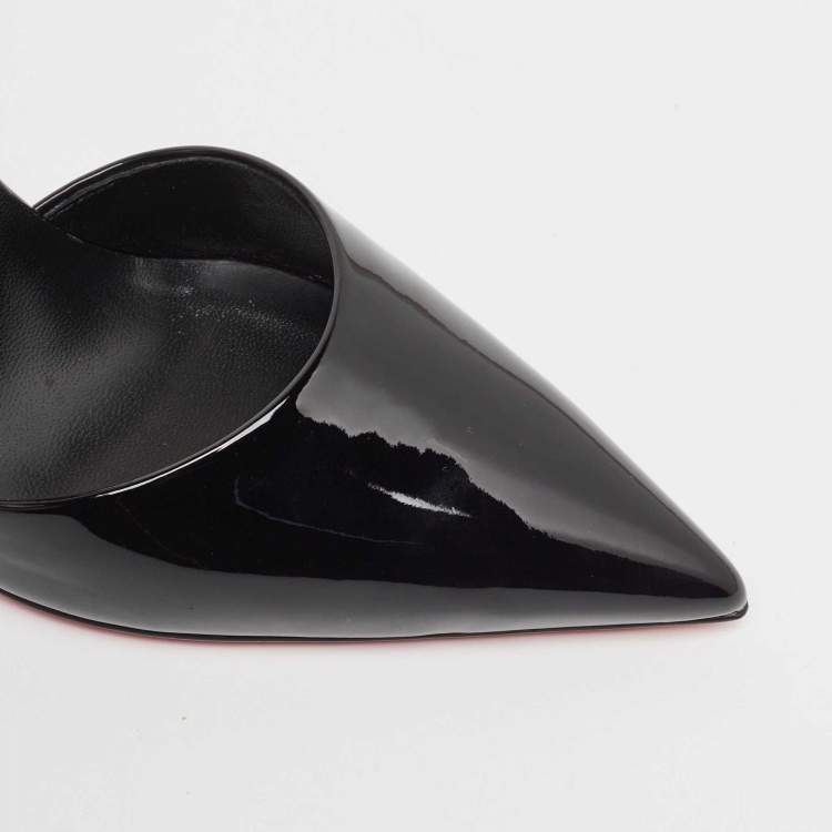Pre Owned Christian Louboutin Black Patent Leather Astrid Slingback Pumps Size 37