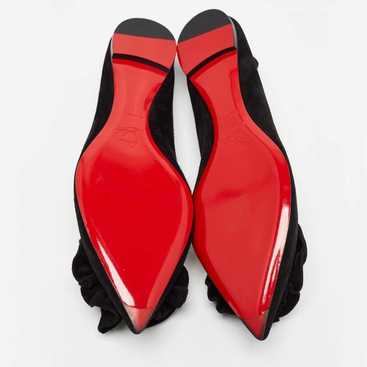 Pre Owned Christian Louboutin Black Suede Anemosea Ballet Flats Size 38