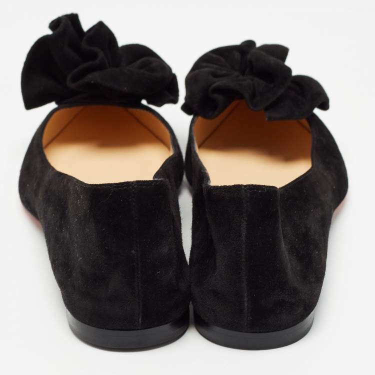 Pre Owned Christian Louboutin Black Suede Anemosea Ballet Flats Size 38