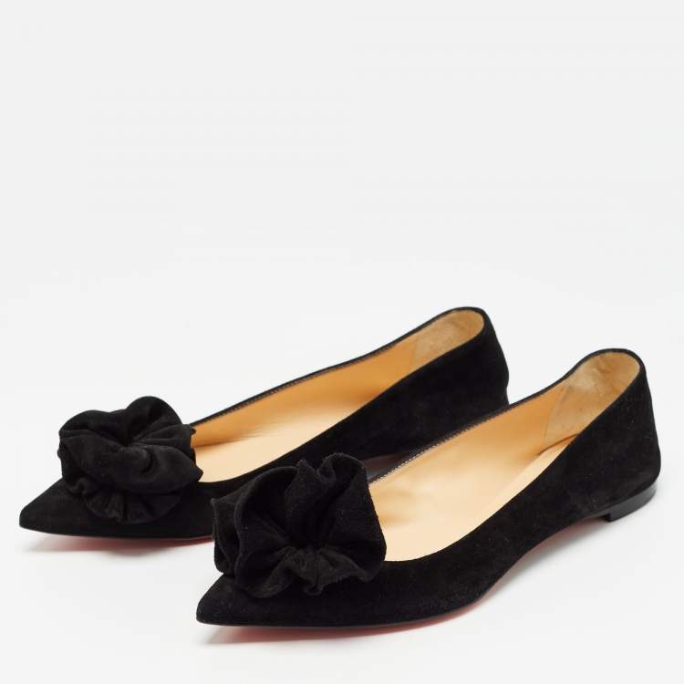 Pre Owned Christian Louboutin Black Suede Anemosea Ballet Flats Size 38