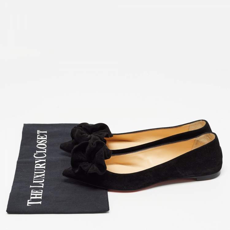 Pre Owned Christian Louboutin Black Suede Anemosea Ballet Flats Size 38