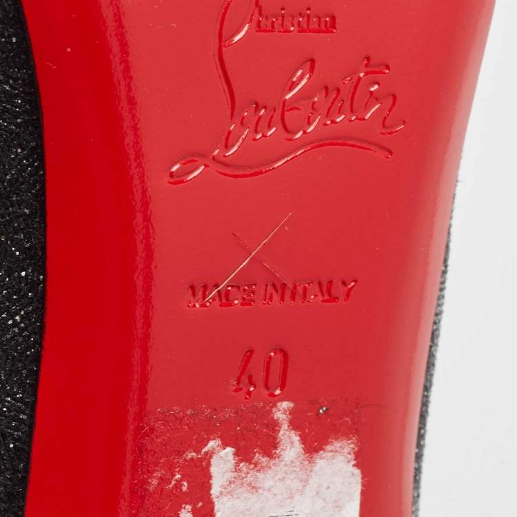 Pre Owned Christian Louboutin Dark Grey Glitter Nubuck So Kate Booties Size 40