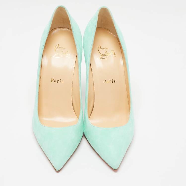 Pre Owned Christian Louboutin Blue Suede Decoltish Pointed Toe Pumps Size 39