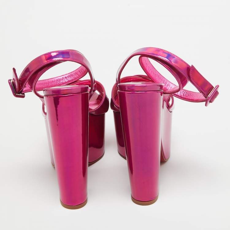 Pre Owned Christian Louboutin Metallic Pink Leather Superyaz Sandals Size 39