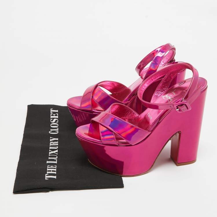 Pre Owned Christian Louboutin Metallic Pink Leather Superyaz Sandals Size 39