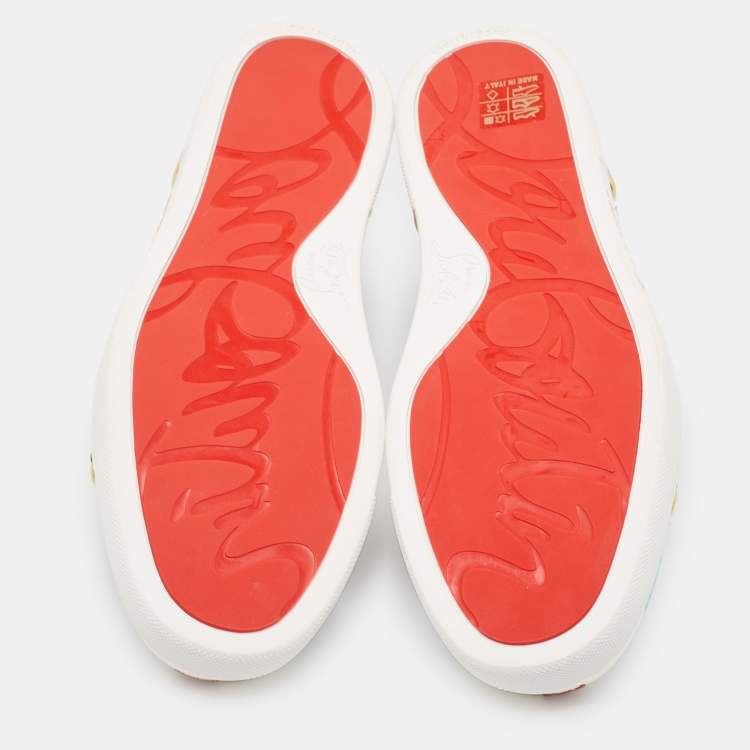 Pre Owned Christian Louboutin Multicolor Suede and Canvas Vieira 2  Sneakers Size 38