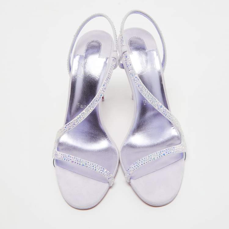 Pre Owned Christian Louboutin Purple Suede Rosalie Sandals Size 40