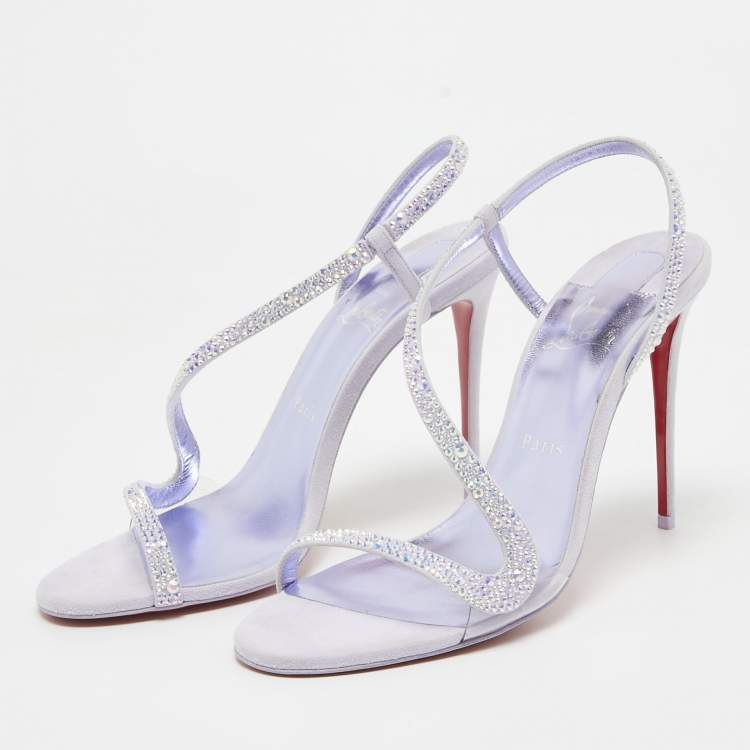 Pre Owned Christian Louboutin Purple Suede Rosalie Sandals Size 40